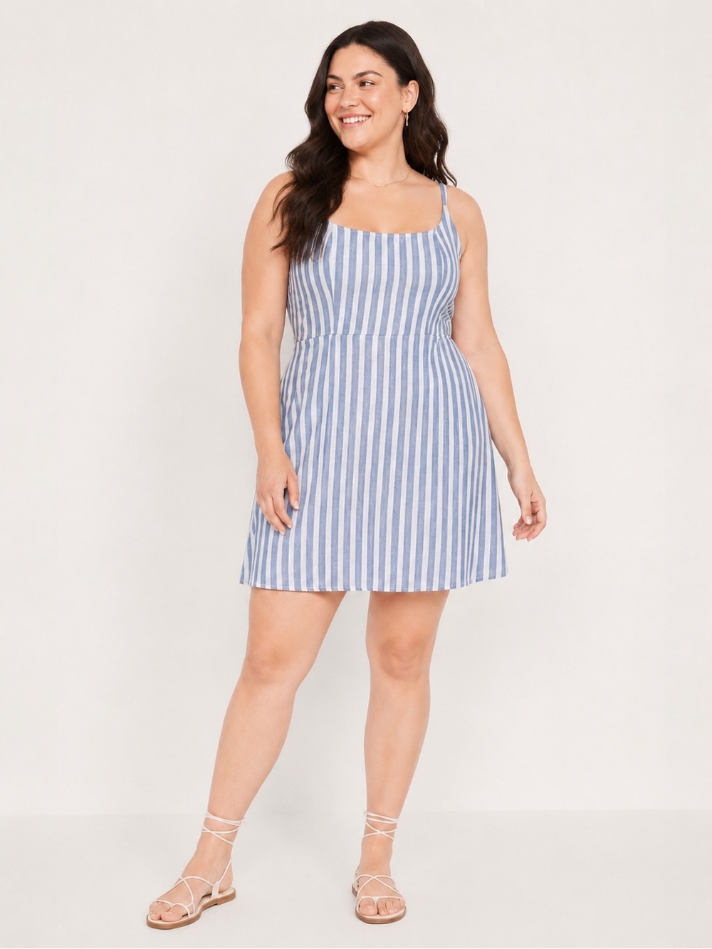 NWT Old Navy Fit and Flare Cami Mini Dress Blue and White Stripe 4X